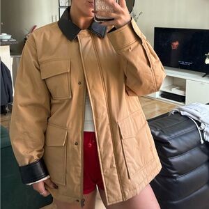 Barn jacket Black Leather Collar